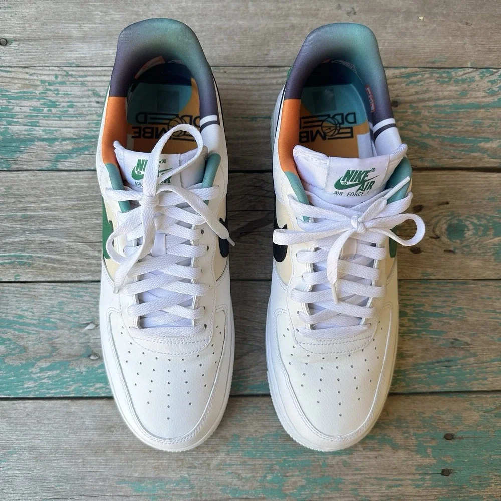 Nike Air Force 1 '07 LV8 EMB Athletic Shoes White Men's 12 Malachite DM0109-100